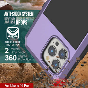 Coque en métal pour iPhone 16 Pro, coque blindée de qualité militaire robuste [résistante aux chocs], coque intégrale rigide [violet]