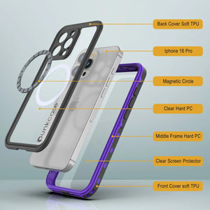 Coque étanche pour iPhone 16 Pro, série Punkcase SpikeStar Purple | Slim Fit 2 m sous l'eau IP68