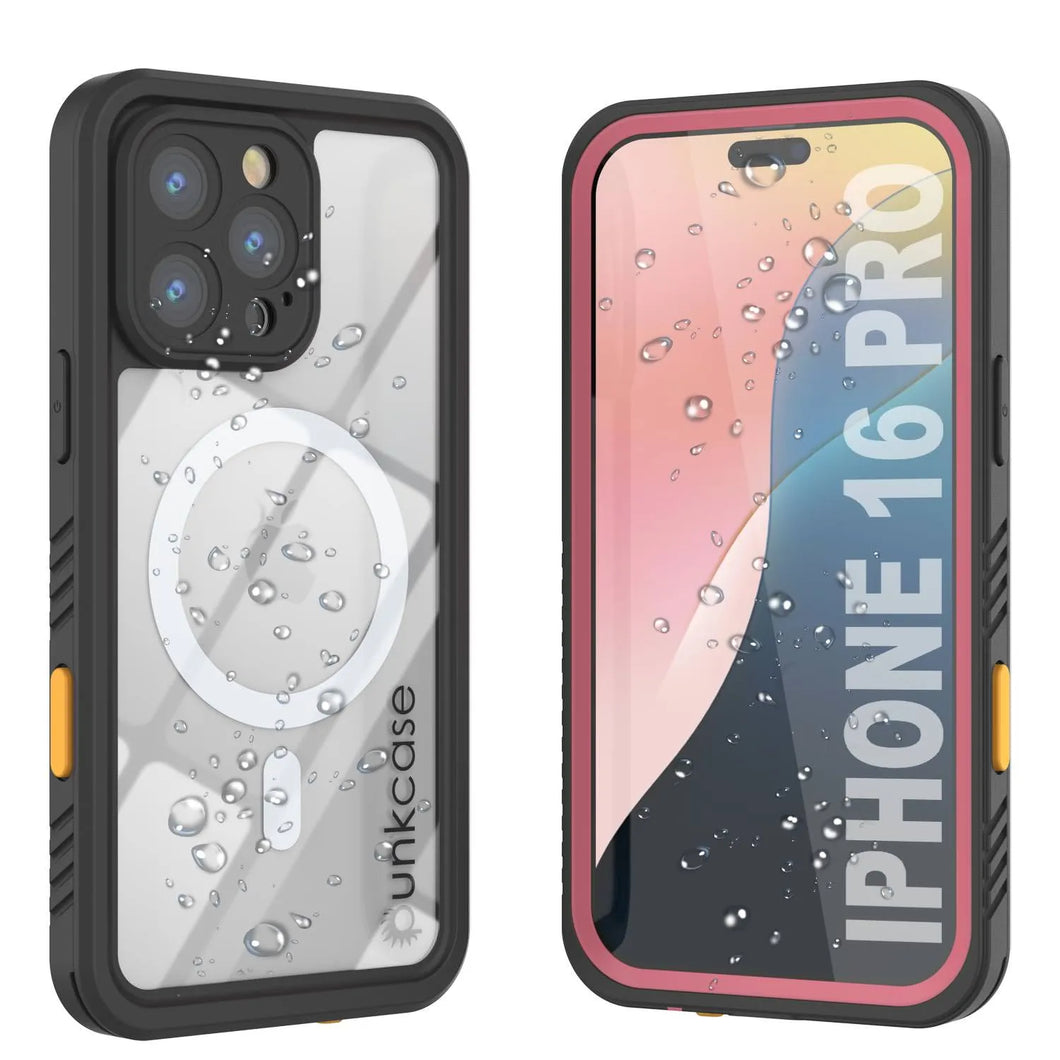 Coque étanche pour iPhone 16 Pro, Punkcase [Extreme Mag Series] Armor Cover avec protecteur d'écran intégré [Rose]