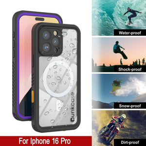 Coque étanche pour iPhone 16 Pro, Punkcase [Extreme Mag Series] Armor Cover avec protecteur d'écran intégré [Violet]