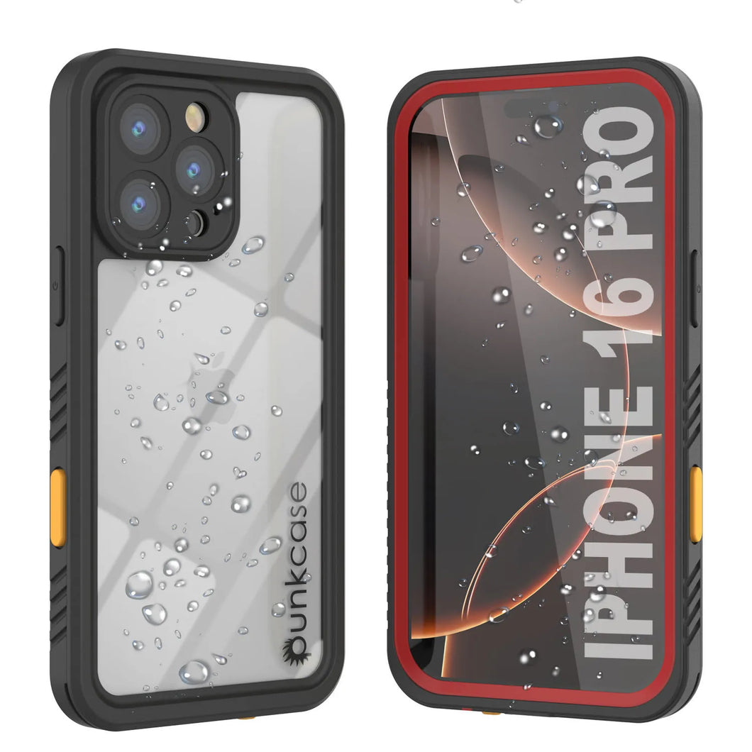 Coque étanche pour iPhone 16 Pro, Punkcase [Extreme Series] Armor Cover avec protecteur d'écran intégré [Rouge]
