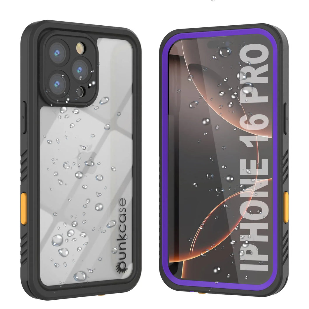 Coque étanche pour iPhone 16 Pro, Punkcase [Extreme Series] Armor Cover avec protecteur d'écran intégré [Violet]