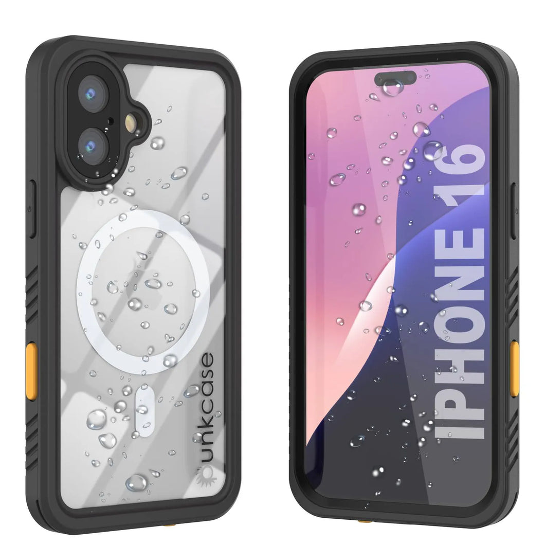 Coque étanche pour iPhone 16, Punkcase [Extreme Mag Series] Armor Cover avec protecteur d'écran intégré [Noir]