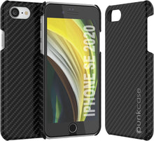 Load image into Gallery viewer, Coque pour iPhone SE (4,7 pouces), Punkcase CarbonShield Jet Black avec verre trempé de 0,3 mm.
