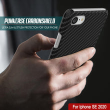 Load image into Gallery viewer, Coque pour iPhone SE (4,7 pouces), Punkcase CarbonShield Jet Black avec verre trempé de 0,3 mm.
