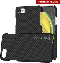 Load image into Gallery viewer, Coque pour iPhone SE (4,7 pouces), Punkcase CarbonShield Jet Black avec verre trempé de 0,3 mm.
