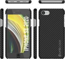 Load image into Gallery viewer, Coque pour iPhone SE (4,7 pouces), Punkcase CarbonShield Jet Black avec verre trempé de 0,3 mm.
