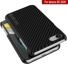 Load image into Gallery viewer, Coque pour iPhone SE (4,7 pouces), Punkcase CarbonShield Jet Black avec verre trempé de 0,3 mm.
