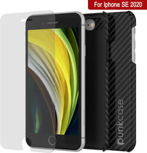 Load image into Gallery viewer, Coque pour iPhone SE (4,7 pouces), Punkcase CarbonShield Jet Black avec verre trempé de 0,3 mm.
