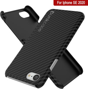 Coque pour iPhone SE (4,7 pouces), Punkcase CarbonShield Jet Black avec verre trempé de 0,3 mm.