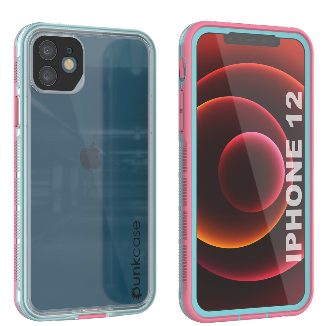 Punkcase iPhone 13 Waterproof Case [Aqua Series] Armor Cover [Clear Pink] [Clear Back] (Color in image: Clear Pink)