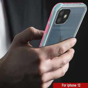 Punkcase iPhone 13 Waterproof Case [Aqua Series] Armor Cover [Clear Pink] [Clear Back] 