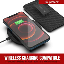 Charger l&#39;image dans la galerie, Punkcase iPhone 12 Case With Tempered Glass Screen Protector, Holster Belt Clip &amp; Built-In Kickstand [Black] 
