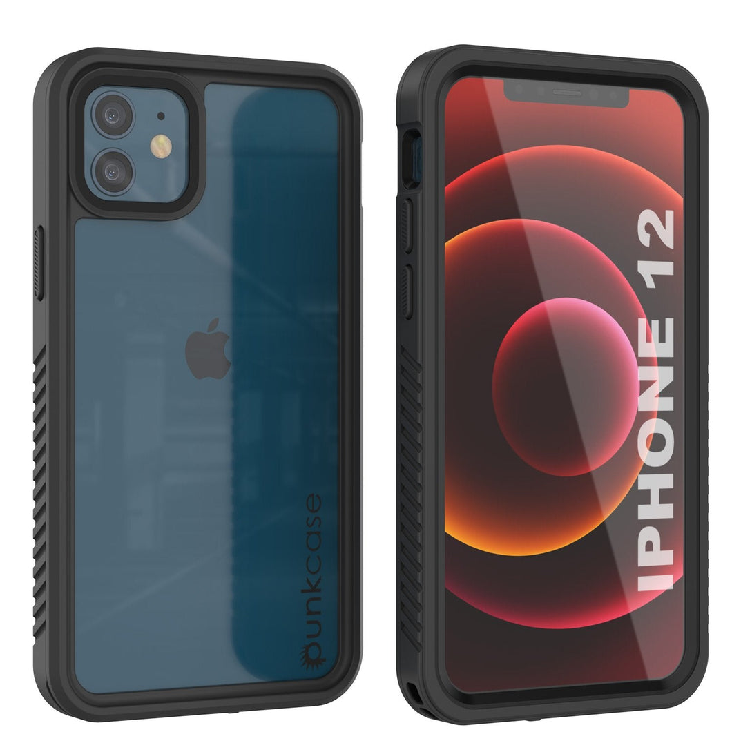 iPhone 12  Waterproof Case, Punkcase [Extreme Series] Armor Cover W/ Built In Screen Protector [Black] (Color in image: Black)