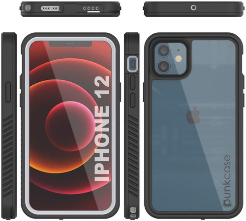 iPhone 12  Waterproof Case, Punkcase [Extreme Series] Armor Cover W/ Built In Screen Protector [White] (Color in image: White)