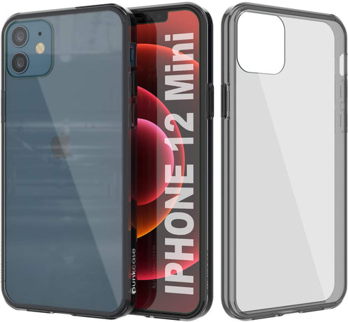iPhone 12 Mini Case Punkcase® LUCID 2.0 Crystal Black Series w/ PUNK SHIELD Screen Protector | Ultra Fit (Color in image: crystal black)