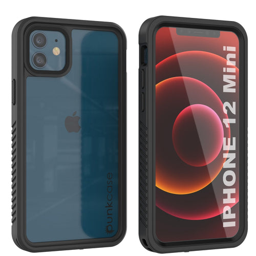 iPhone 12 Mini Waterproof Case, Punkcase [Extreme Series] Armor Cover W/ Built In Screen Protector [Black] (Color in image: Black)