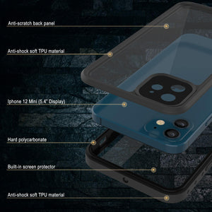 iPhone 12 Mini Waterproof IP68 Case, Punkcase [Clear] [StudStar Series] [Slim Fit] [Dirtproof] (Color in image: Red)