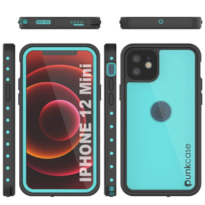 iPhone 12 Mini Waterproof IP68 Case, Punkcase [Teal] [StudStar Series] [Slim Fit] (Color in image: Black)