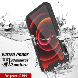 iPhone 12 Mini Waterproof IP68 Case, Punkcase [Black] [StudStar Series] [Slim Fit] (Color in image: White)