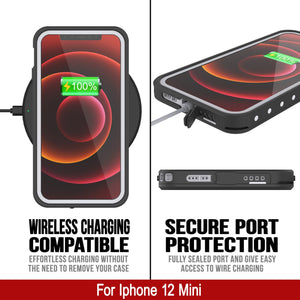 iPhone 12 Mini Waterproof IP68 Case, Punkcase [White] [StudStar Series] [Slim Fit] [Dirtproof] (Color in image: Purple)
