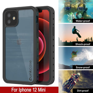 iPhone 12 Mini Waterproof IP68 Case, Punkcase [Clear] [StudStar Series] [Slim Fit] [Dirtproof] (Color in image: Light Blue)