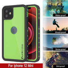 Load image into Gallery viewer, iPhone 12 Mini Waterproof IP68 Case, Punkcase [Light green] [StudStar Series] [Slim Fit] [Dirtproof] (Color in image: Black)
