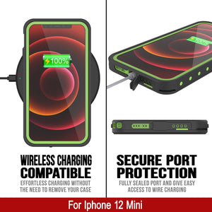iPhone 12 Mini Waterproof IP68 Case, Punkcase [Light green] [StudStar Series] [Slim Fit] [Dirtproof] (Color in image: Red)