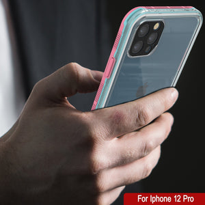 Punkcase iPhone 13 Pro Waterproof Case [Aqua Series] Armor Cover [Clear Pink] [Clear Back] 