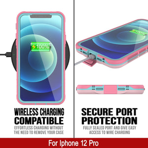 Punkcase iPhone 13 Pro Waterproof Case [Aqua Series] Armor Cover [Pink] 