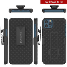 Charger l&#39;image dans la galerie, Punkcase iPhone 12 Pro Case With Tempered Glass Screen Protector, Holster Belt Clip &amp; Built-In Kickstand [Black] 
