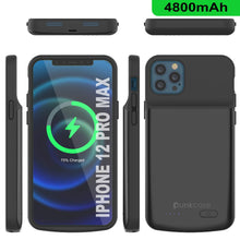 Load image into Gallery viewer, iPhone 12 Pro Max Battery Case, PunkJuice 4800mAH Fast Charging Power Bank W/ Screen Protector | [Black] (Color in image: rose-gold)
