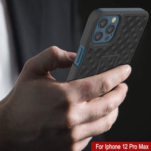 Charger l&#39;image dans la galerie, Punkcase iPhone 12 Pro Max Case With Tempered Glass Screen Protector, Holster Belt Clip &amp; Built-In Kickstand [Black] 
