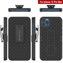 Charger l&#39;image dans la galerie, Punkcase iPhone 12 Pro Max Case With Tempered Glass Screen Protector, Holster Belt Clip &amp; Built-In Kickstand [Black] 
