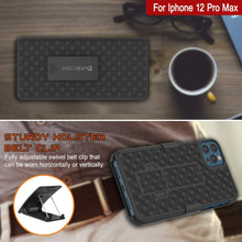 Charger l&#39;image dans la galerie, Punkcase iPhone 12 Pro Max Case With Tempered Glass Screen Protector, Holster Belt Clip &amp; Built-In Kickstand [Black] 
