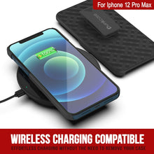 Charger l&#39;image dans la galerie, Punkcase iPhone 12 Pro Max Case With Tempered Glass Screen Protector, Holster Belt Clip &amp; Built-In Kickstand [Black] 
