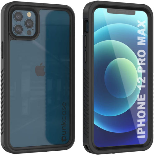 iPhone 12 Pro Max Waterproof Case, Punkcase [Extreme Series] Armor Cover W/ Built In Screen Protector [Black] (Color in image: Black)