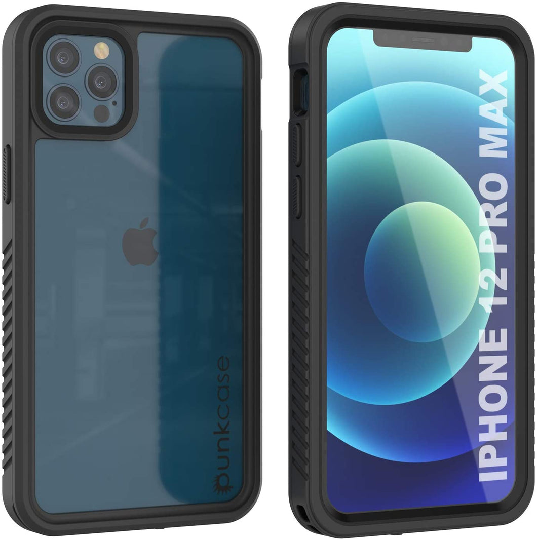 iPhone 12 Pro Max Waterproof Case, Punkcase [Extreme Series] Armor Cover W/ Built In Screen Protector [Black] (Color in image: Black)