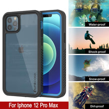 Charger l&#39;image dans la galerie, iPhone 12 Pro Max Waterproof Case, Punkcase [Extreme Series] Armor Cover W/ Built In Screen Protector [Light Blue] (Color in image: Black)

