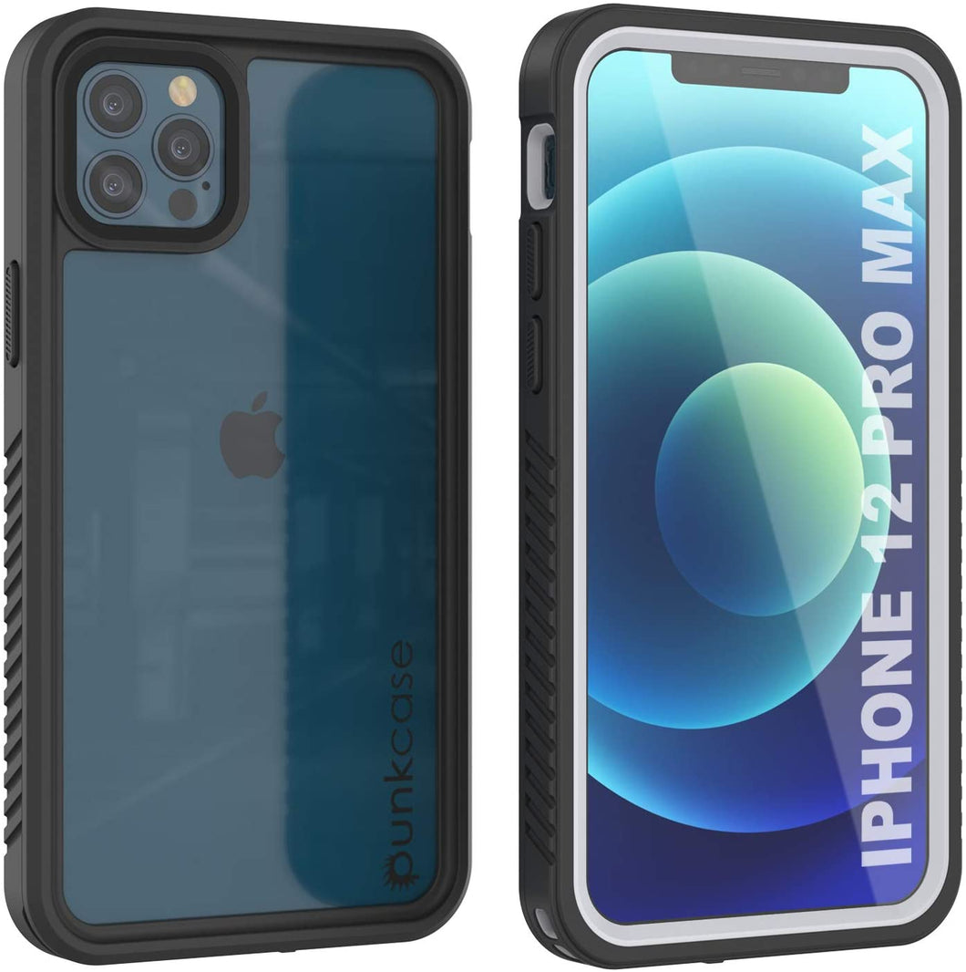 iPhone 12 Pro Max Waterproof Case, Punkcase [Extreme Series] Armor Cover W/ Built In Screen Protector [White] (Color in image: White)