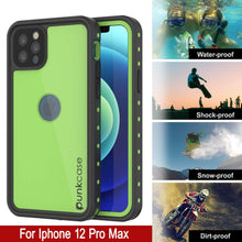 Charger l&#39;image dans la galerie, iPhone 12 Pro Max Waterproof IP68 Case, Punkcase [Light green] [StudStar Series] [Slim Fit] [Dirtproof] (Color in image: Black)

