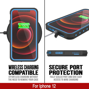 iPhone 12 Waterproof IP68 Case, Punkcase [Light blue] [StudStar Series] [Slim Fit] [Dirtproof] (Color in image: Pink)