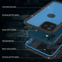 Charger l&#39;image dans la galerie, iPhone 12 Waterproof IP68 Case, Punkcase [Light blue] [StudStar Series] [Slim Fit] [Dirtproof] (Color in image: Clear)
