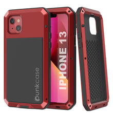 Charger l&#39;image dans la galerie, iPhone 13 Metal Case, Heavy Duty Military Grade Armor Cover [shock proof] Full Body Hard [Red] (Color in image: Red)
