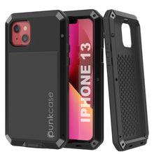 Charger l&#39;image dans la galerie, iPhone 13 Metal Case, Heavy Duty Military Grade Armor Cover [shock proof] Full Body Hard [Black] (Color in image: Black)
