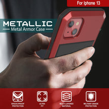 Charger l&#39;image dans la galerie, iPhone 13 Metal Case, Heavy Duty Military Grade Armor Cover [shock proof] Full Body Hard [Red] 
