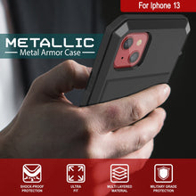 Charger l&#39;image dans la galerie, iPhone 13 Metal Case, Heavy Duty Military Grade Armor Cover [shock proof] Full Body Hard [Black] 
