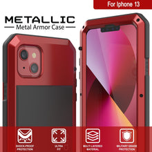 Charger l&#39;image dans la galerie, iPhone 13 Metal Case, Heavy Duty Military Grade Armor Cover [shock proof] Full Body Hard [Red] 
