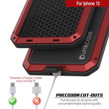 Charger l&#39;image dans la galerie, iPhone 13 Metal Case, Heavy Duty Military Grade Armor Cover [shock proof] Full Body Hard [Red] 
