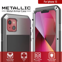 Charger l&#39;image dans la galerie, iPhone 13 Metal Case, Heavy Duty Military Grade Armor Cover [shock proof] Full Body Hard [Silver] 
